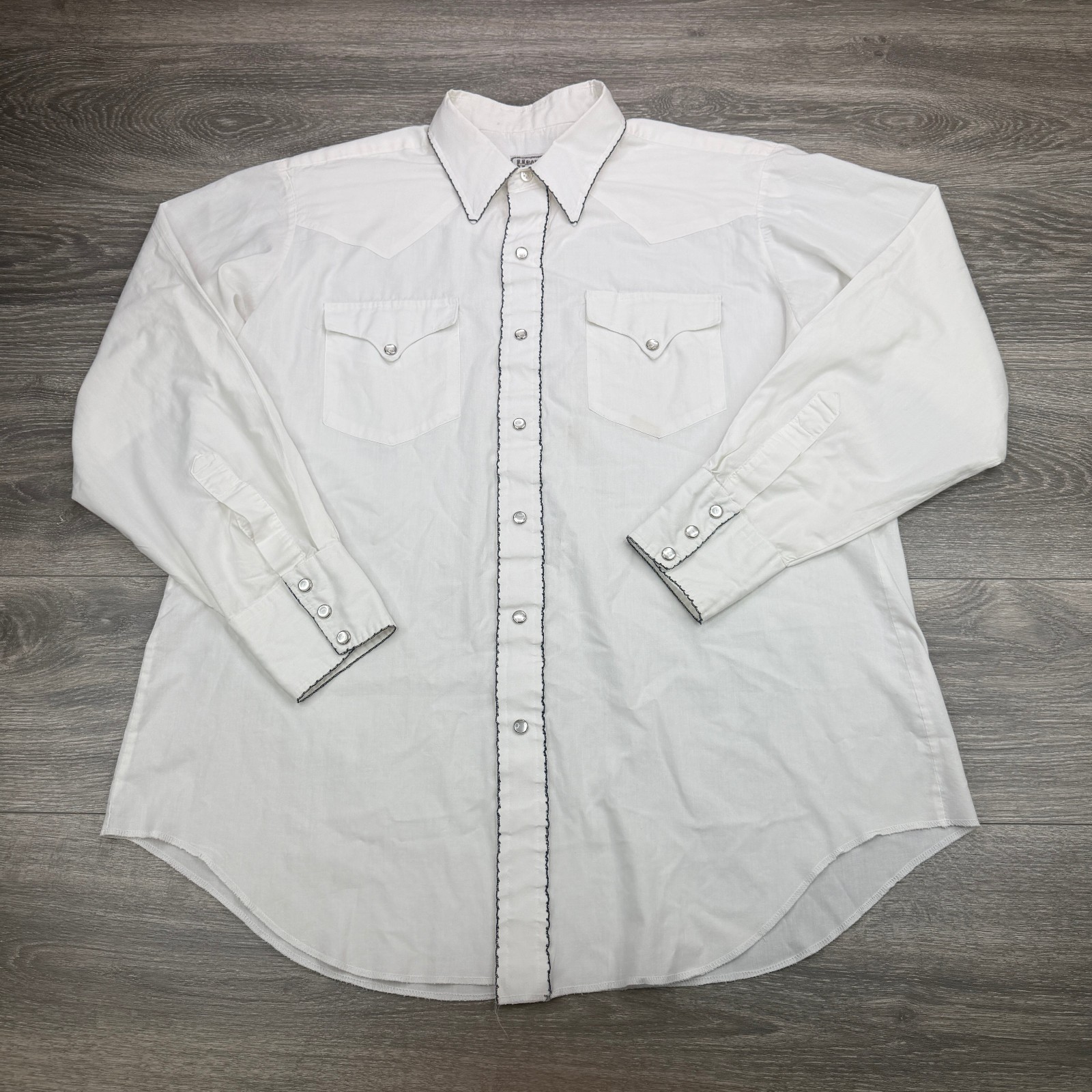 Vintage H Bar C Shirt Mens 17 35 White Pearl Snap Western Cowboy Ranchwear USA Vintage H Bar C Shirt Mens 17 35 White Pearl Snap Western Cowboy Ranchwear USA