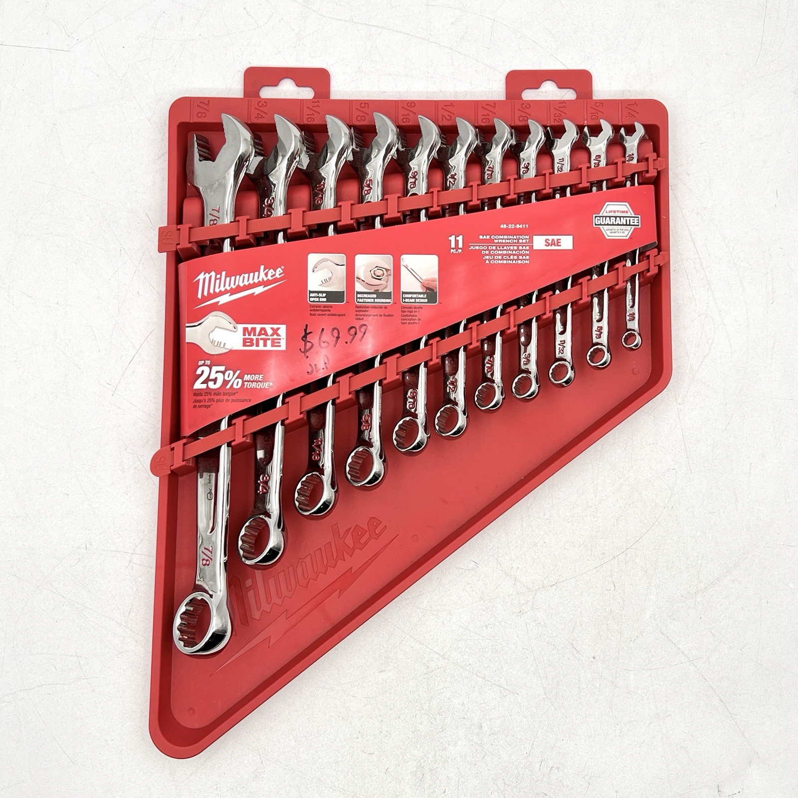 Milwaukee Max Bite 11pc SAE Combination Wrench Set 48-22-9411 - Brand New