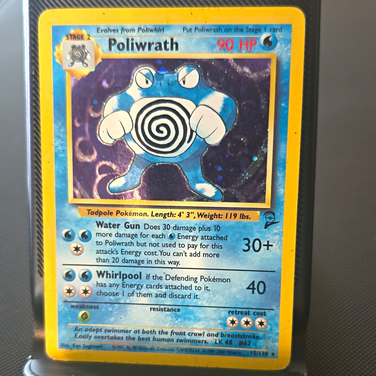 Wizards of the Coast Poliwrath 15/130 Base Set 2 Holo Rare Eng 90HP 2000. MP Wizards of the Coast Poliwrath 15/130 Base Set 2 Holo Rare Eng 90HP 2000. MP