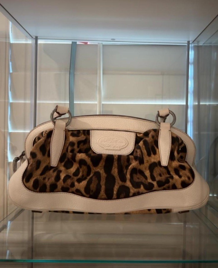 Dolce&Gabbana Shoulder Bag White & Leopard Brown Print Canvas Dolce&Gabbana Shoulder Bag White & Leopard Brown Print Canvas
