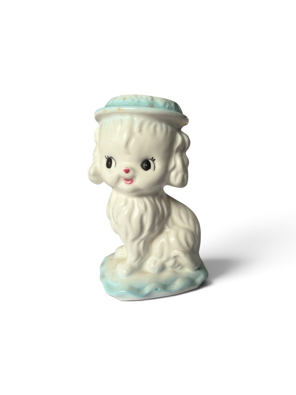 Vintage Kitsch Napcoware Japan White Poodle Dog Puppy Small Head Vase C-6348