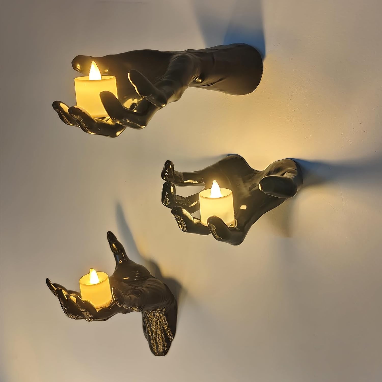 Halloween Decorations, Pack of 3 Wall Mounted Creepy Reaching Hands with Lighted
