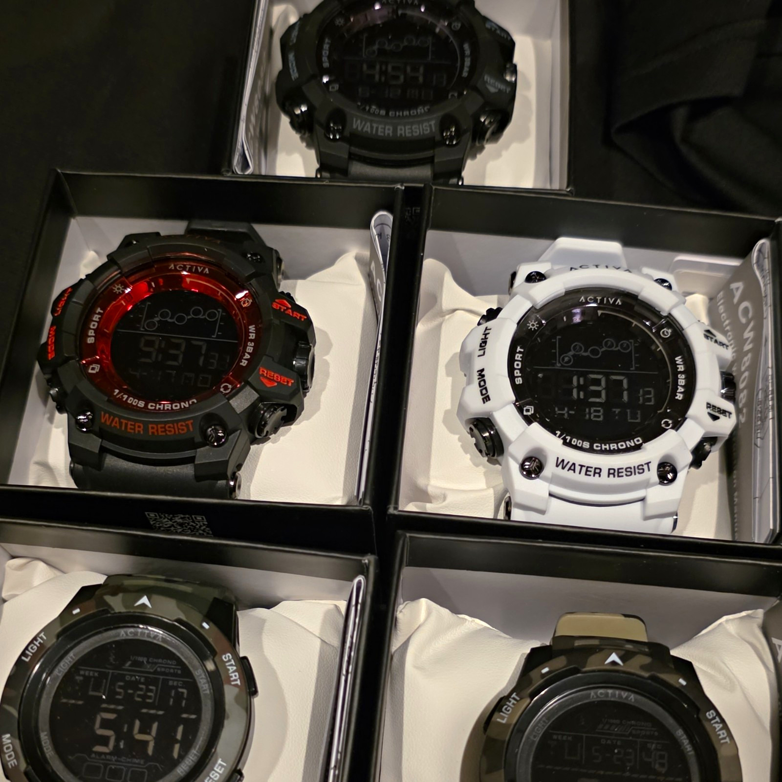 ACTIVA Digital Sport Watches Lot of 6 Water Resist 1/100S Chrono Unisex