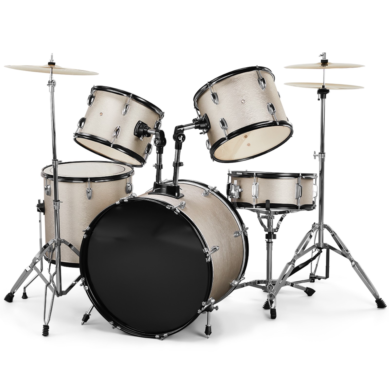 5-Piece Complete Full Size Pro Adult Drum Set Kit with Genuine Remo Heads