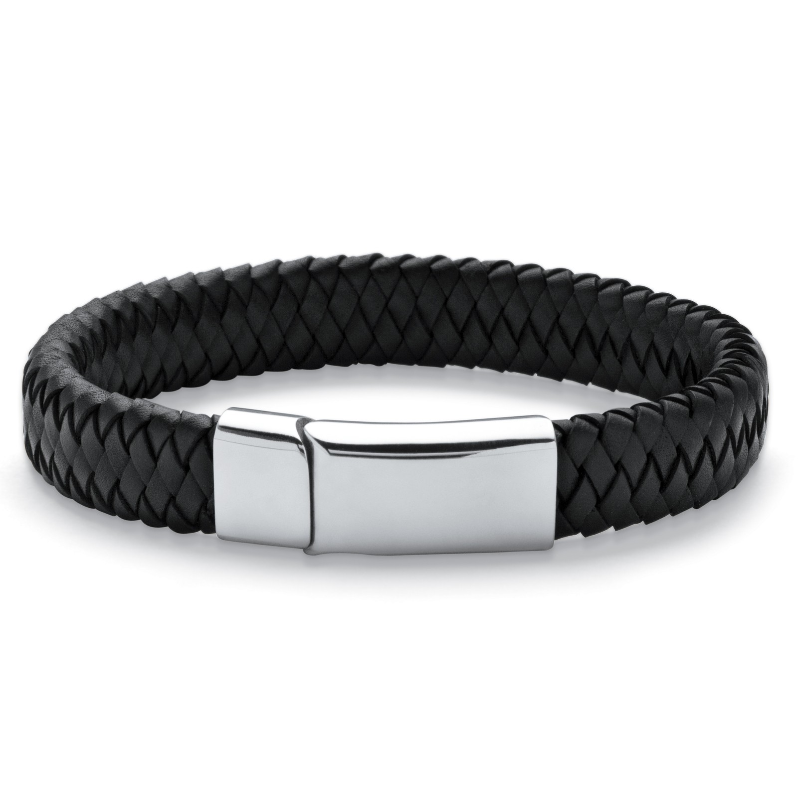 Clearance: Men\'s Braided Leather and Stainless Steel Bracelet Clearance: Men\'s Braided Leather and Stainless Steel Bracelet