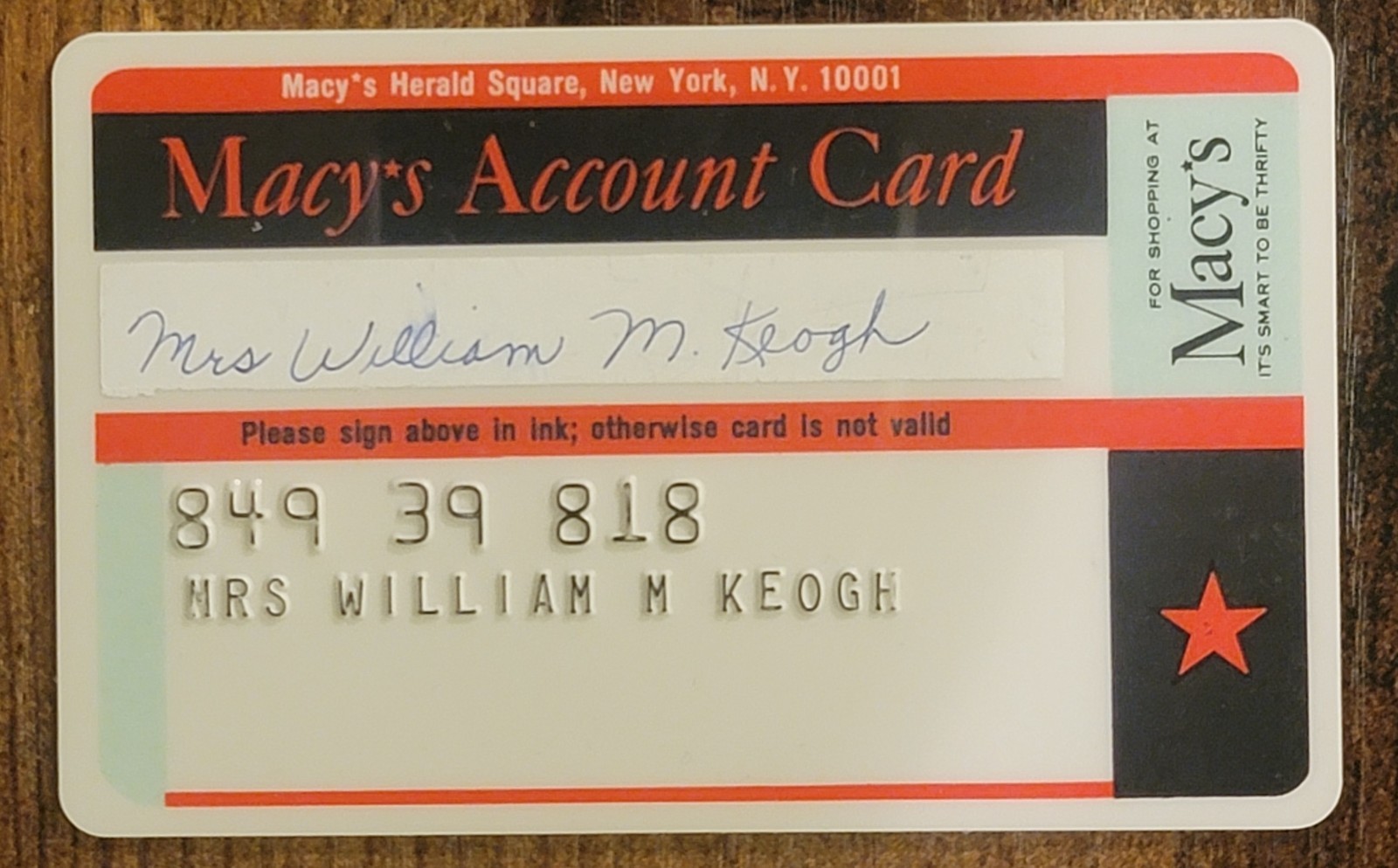 Vintage Macy's Account Credit Charge Card Expired - Herald Square, New York Vintage Macy's Account Credit Charge Card Expired - Herald Square, New York