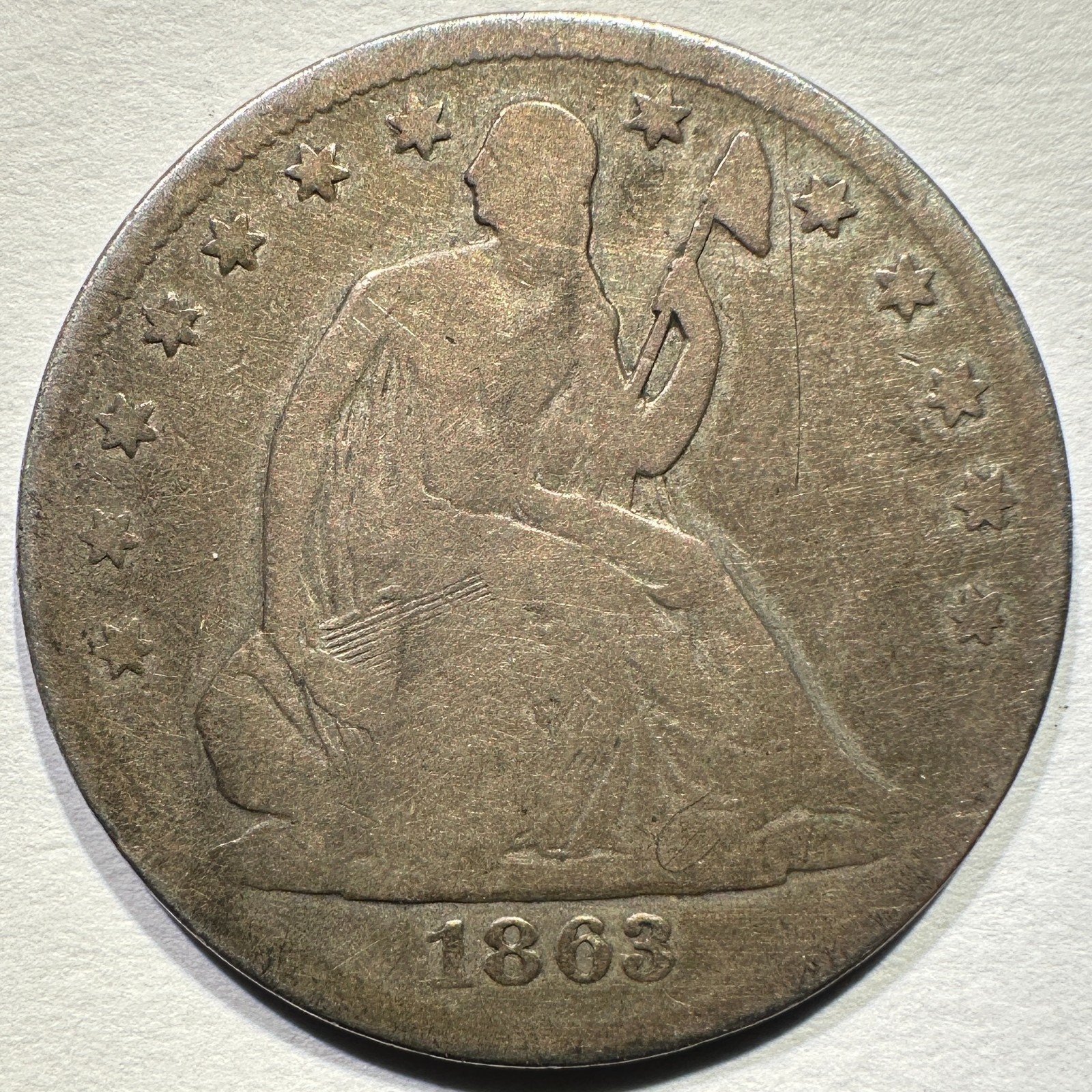 1863-S Seated Liberty Half Dollar Silver Civil War Date Scarce Old Clean 1863-S Seated Liberty Half Dollar Silver Civil War Date Scarce Old Clean