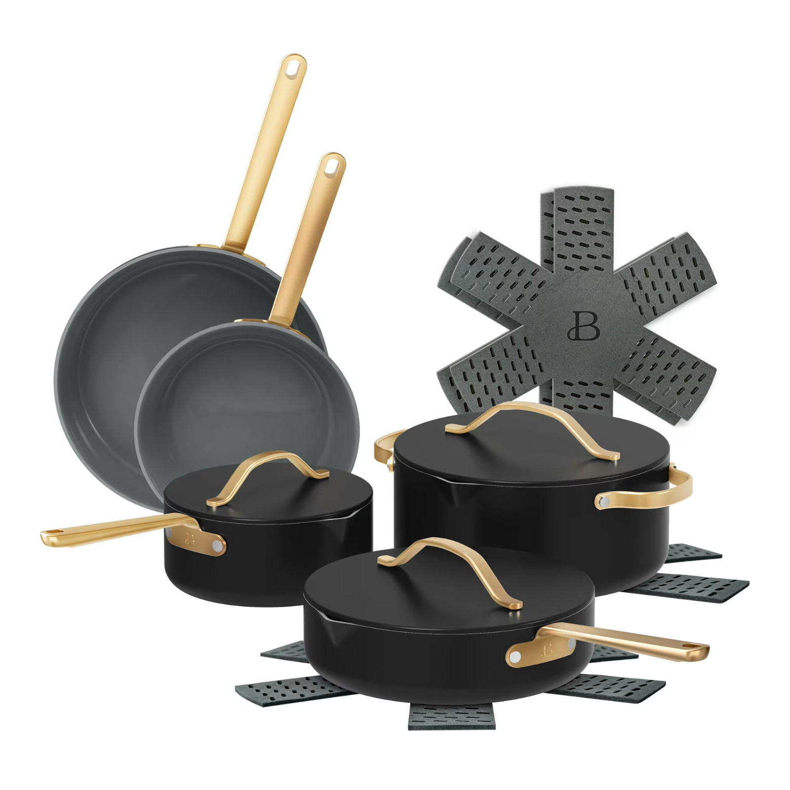 Beautiful 12-Piece Ceramic Nonstick Cookware Set, Pots & Pans by Drew Barrymor Beautiful 12-Piece Ceramic Nonstick Cookware Set, Pots & Pans by Drew Barrymor