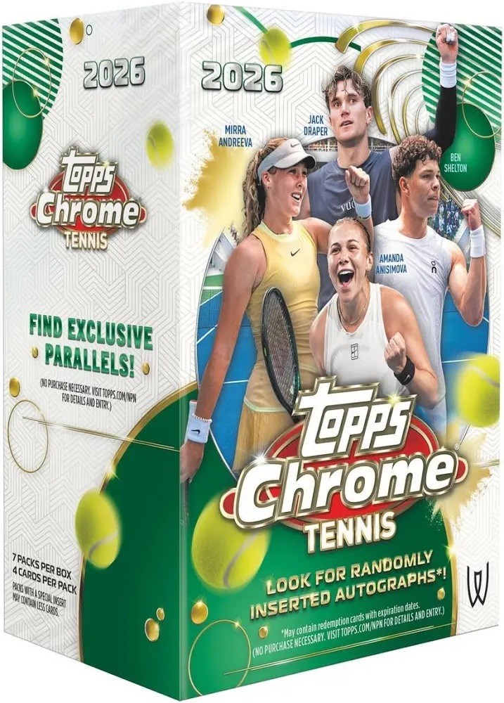 2026 TOPPS CHROME TENNIS VALUE BLASTER BOX (28 Cards) Brand New Presale 2026 TOPPS CHROME TENNIS VALUE BLASTER BOX (28 Cards) Brand New Presale