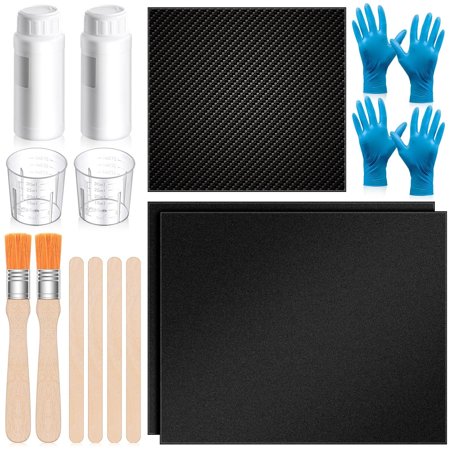 15-Piece Carbon Fiber Repair Kit with 3K 200G Fabric, Epoxy Resin & Tools for DI 15-Piece Carbon Fiber Repair Kit with 3K 200G Fabric, Epoxy Resin & Tools for DI