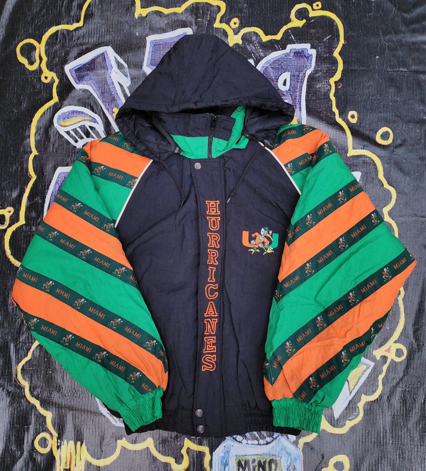 Rare BNWOT Vintage 90s Miami Hurricanes TANK Puffer Jacket Large Rare BNWOT Vintage 90s Miami Hurricanes TANK Puffer Jacket Large