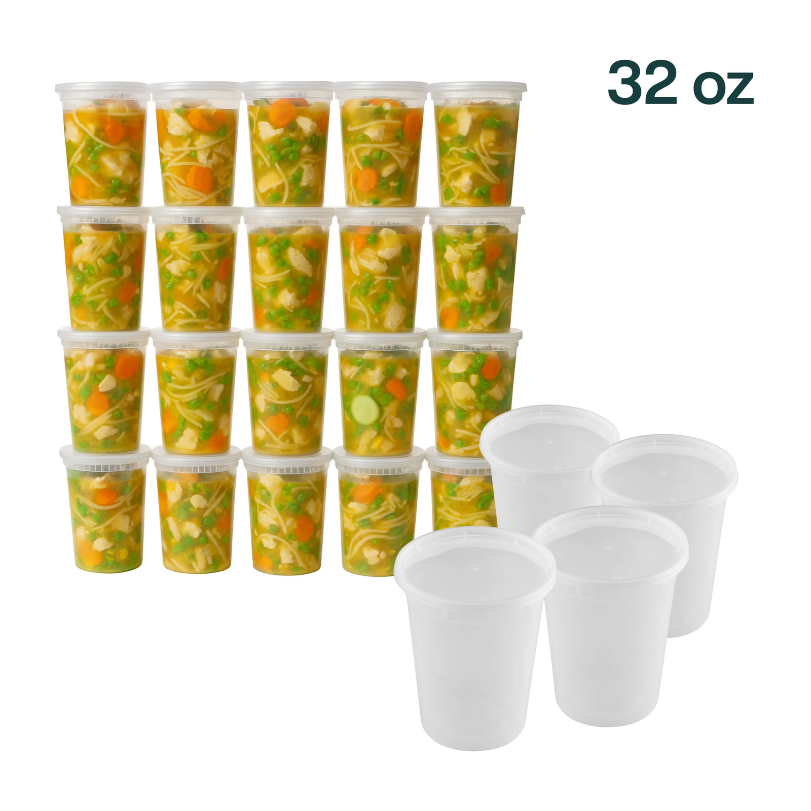 ProTakeOut, [32 oz] Heavy-Duty PP Deli Containers with Lids – 100 Sets