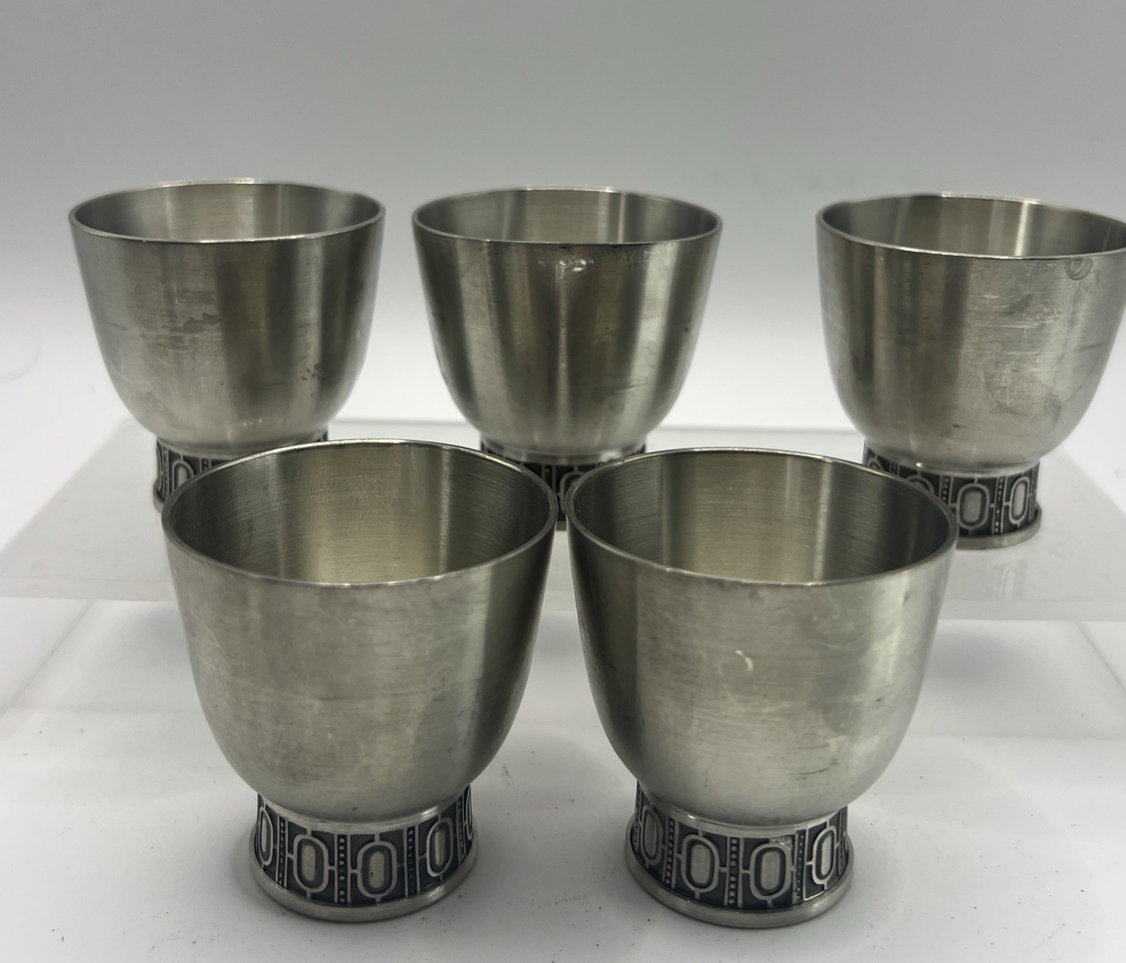 Set of 5 Vintage Selandia Norway Pewter Scandinavian Cordial Shot Glasses Cup 2 Set of 5 Vintage Selandia Norway Pewter Scandinavian Cordial Shot Glasses Cup 2