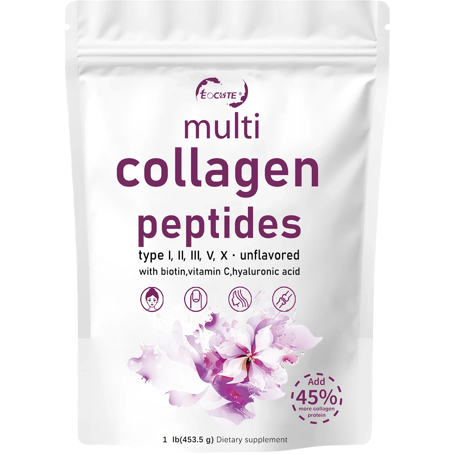 Multi Collagen Peptides Powder-Hydrolyzed Protein Peptides (Type l,l,ll,v,X) US Multi Collagen Peptides Powder-Hydrolyzed Protein Peptides (Type l,l,ll,v,X) US