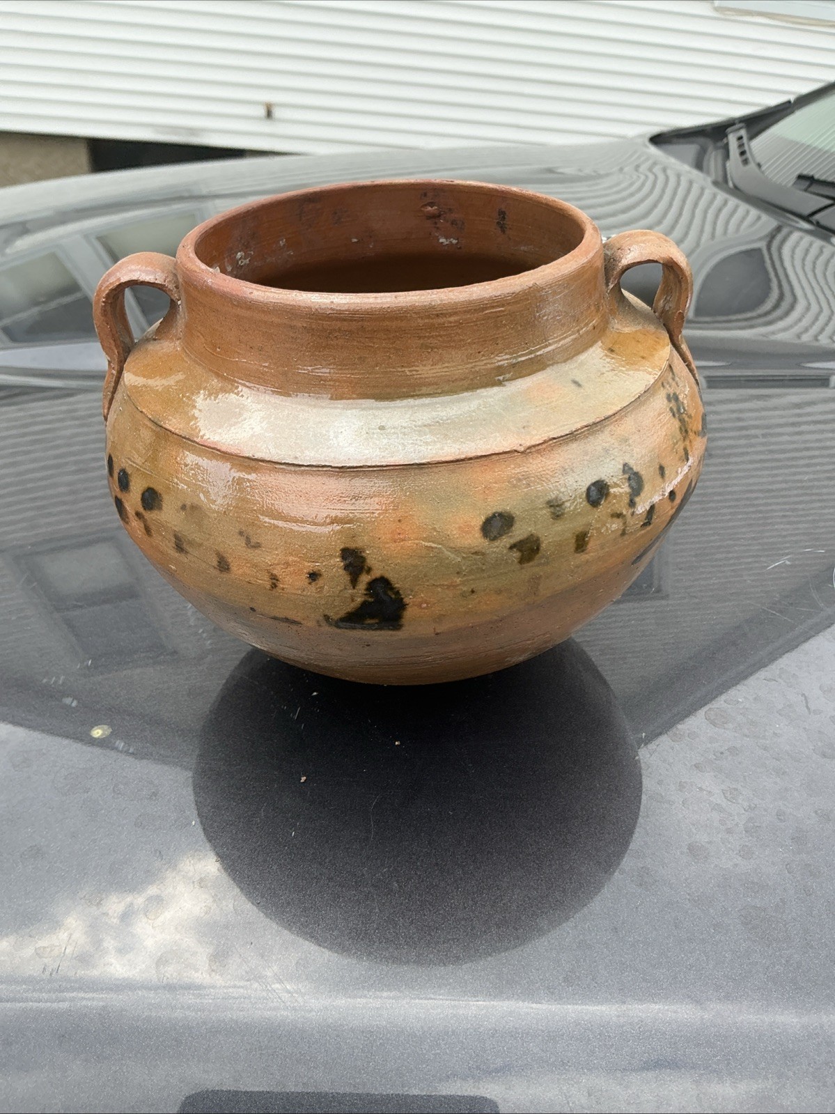 Antique Vintage Redware Earthenware Clay glazed Pottery Crock Pot Antique Vintage Redware Earthenware Clay glazed Pottery Crock Pot
