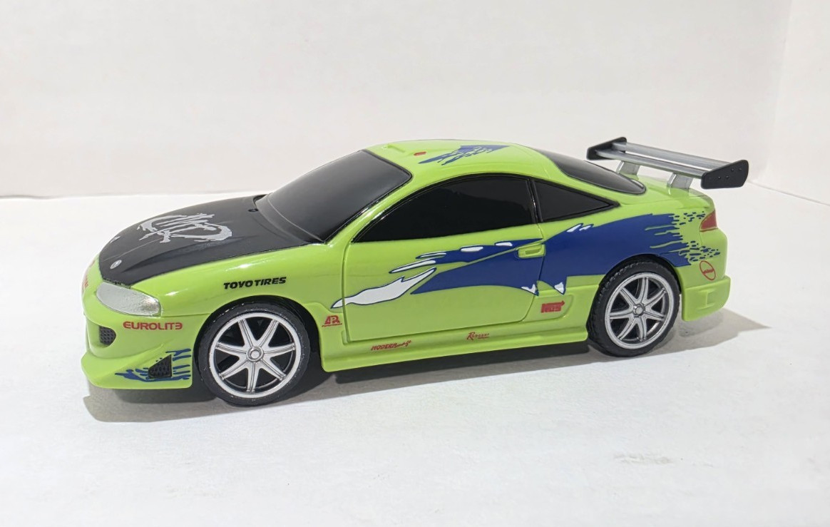 FAST & FURIOUS 2001 MOVIE BRIAN\'S MITSUBISHI ECLIPSE GREEN/BLACK/BLUE CAR 1:36 FAST & FURIOUS 2001 MOVIE BRIAN\'S MITSUBISHI ECLIPSE GREEN/BLACK/BLUE CAR 1:36