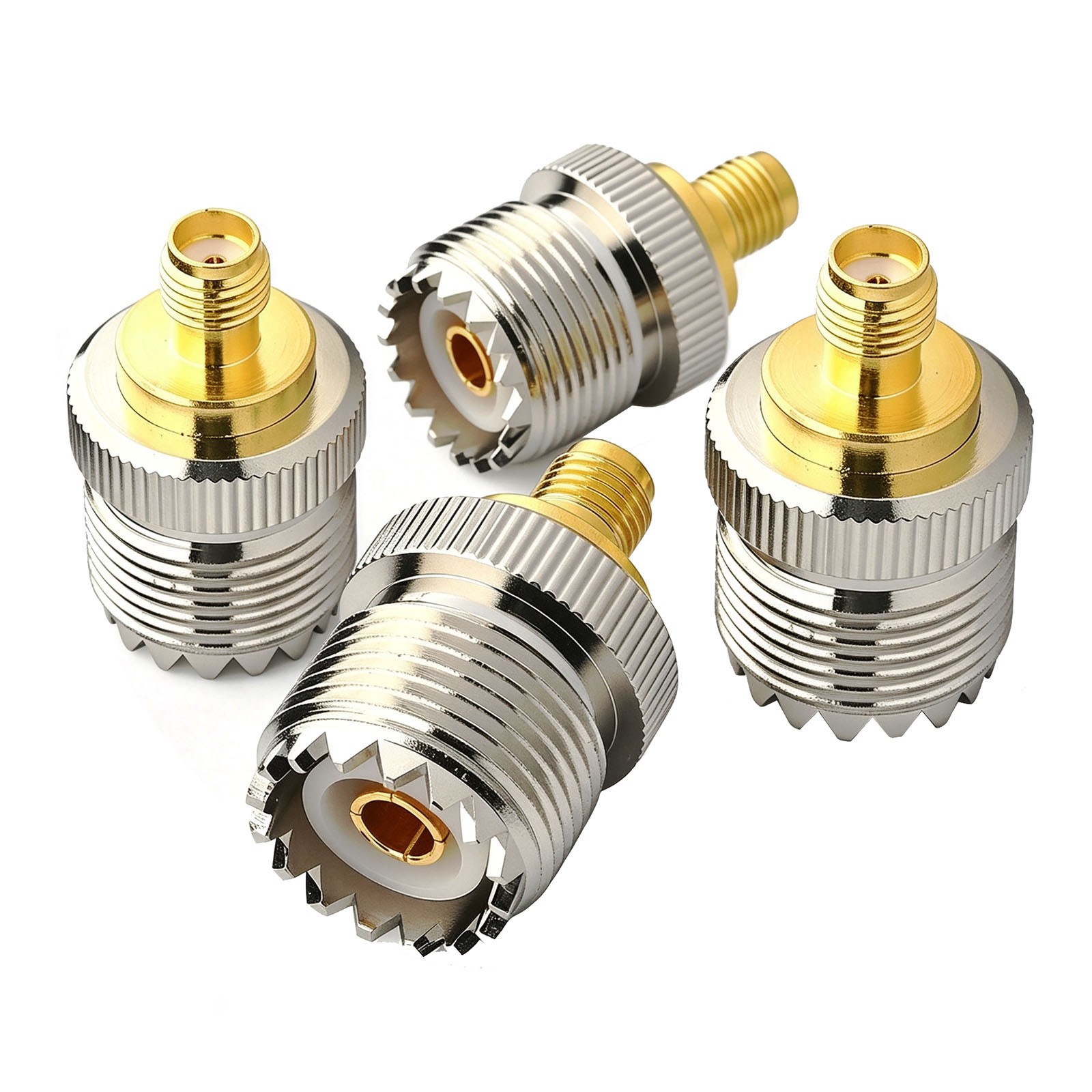 4Pcs SO-239 UHF Female Jack to SMA Female Jack RF Adapter Barrel Connector
