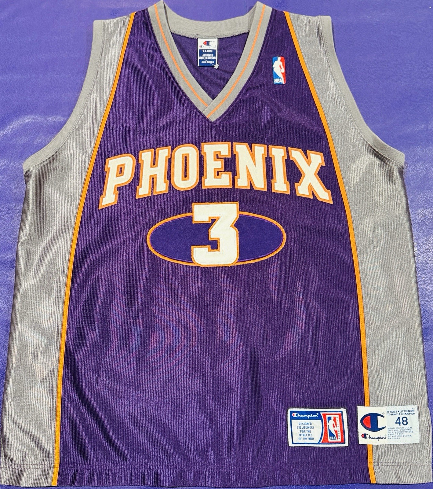 Authentic Stephon Marbury #3 Phoenix Suns Vintage 2000’s Champion NBA Jersey 48 Authentic Stephon Marbury #3 Phoenix Suns Vintage 2000’s Champion NBA Jersey 48