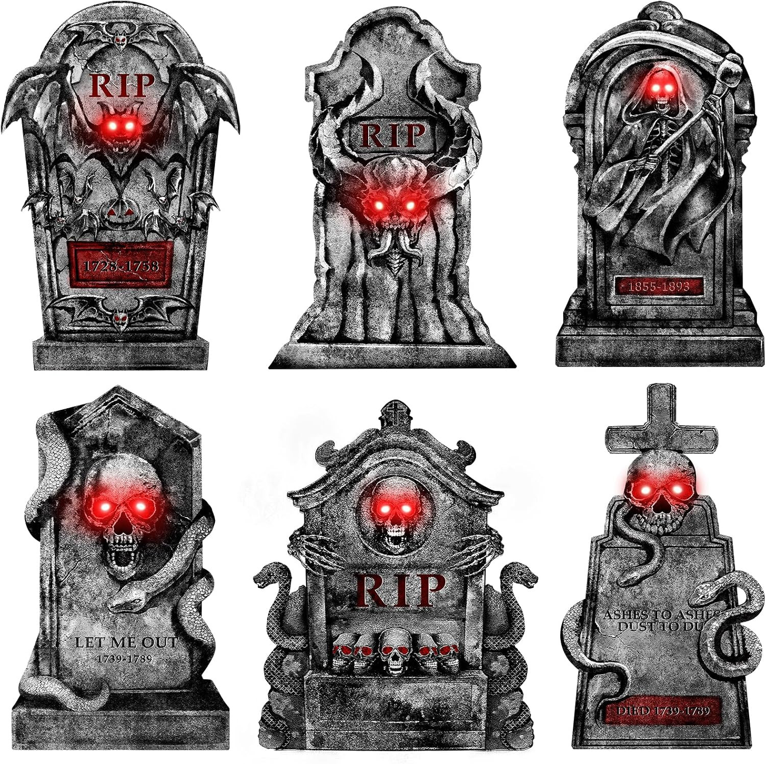 Outdoor Halloween Decorations Graveyard Tombstones: 6Pcs Large Halloween