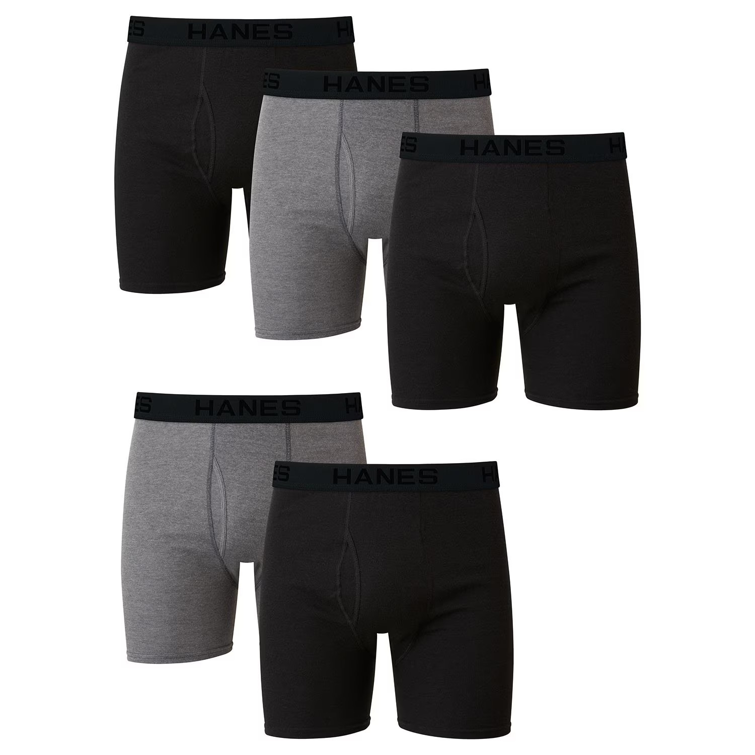 Hanes Men\'s 5-Pack Best Boxer Brief Size Medium Black/Grey Hanes Men\'s 5-Pack Best Boxer Brief Size Medium Black/Grey