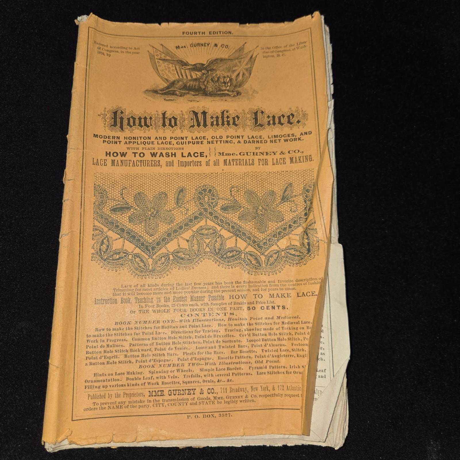 Antique 1876 MME Gurney Lace Salesman Advertising Instructions Booklet Complete Antique 1876 MME Gurney Lace Salesman Advertising Instructions Booklet Complete