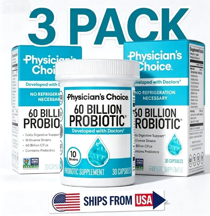 3pc Physician's Choice Probiotics 60 Billion CFU10 Strains+Organic Prebiotics