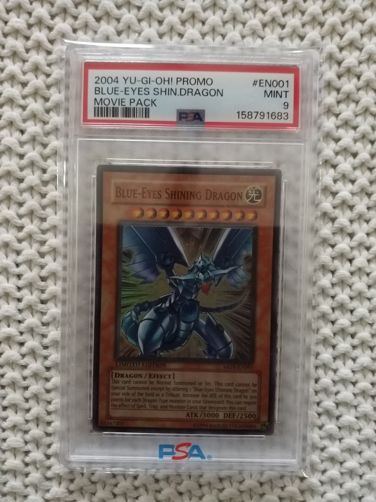 2004 YU-GI-OH PROMO MOVIE PACK #EN001 BLUE-EYES SHINING DRAGON PSA 9 2004 YU-GI-OH PROMO MOVIE PACK #EN001 BLUE-EYES SHINING DRAGON PSA 9