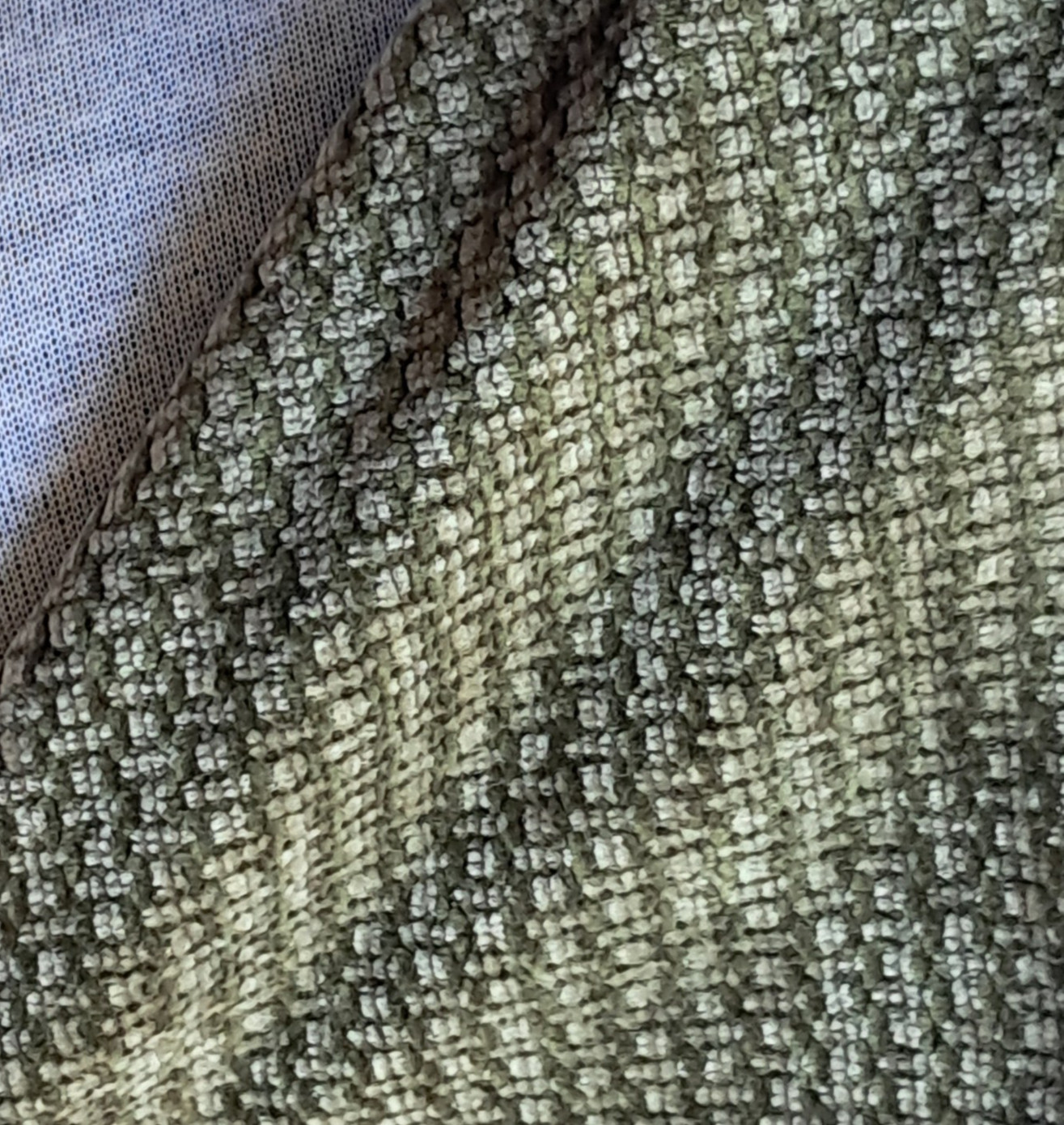 VTG MCM Green Pine Sage Weave Print Knitback Velvet Upholstery Retro 1 YD