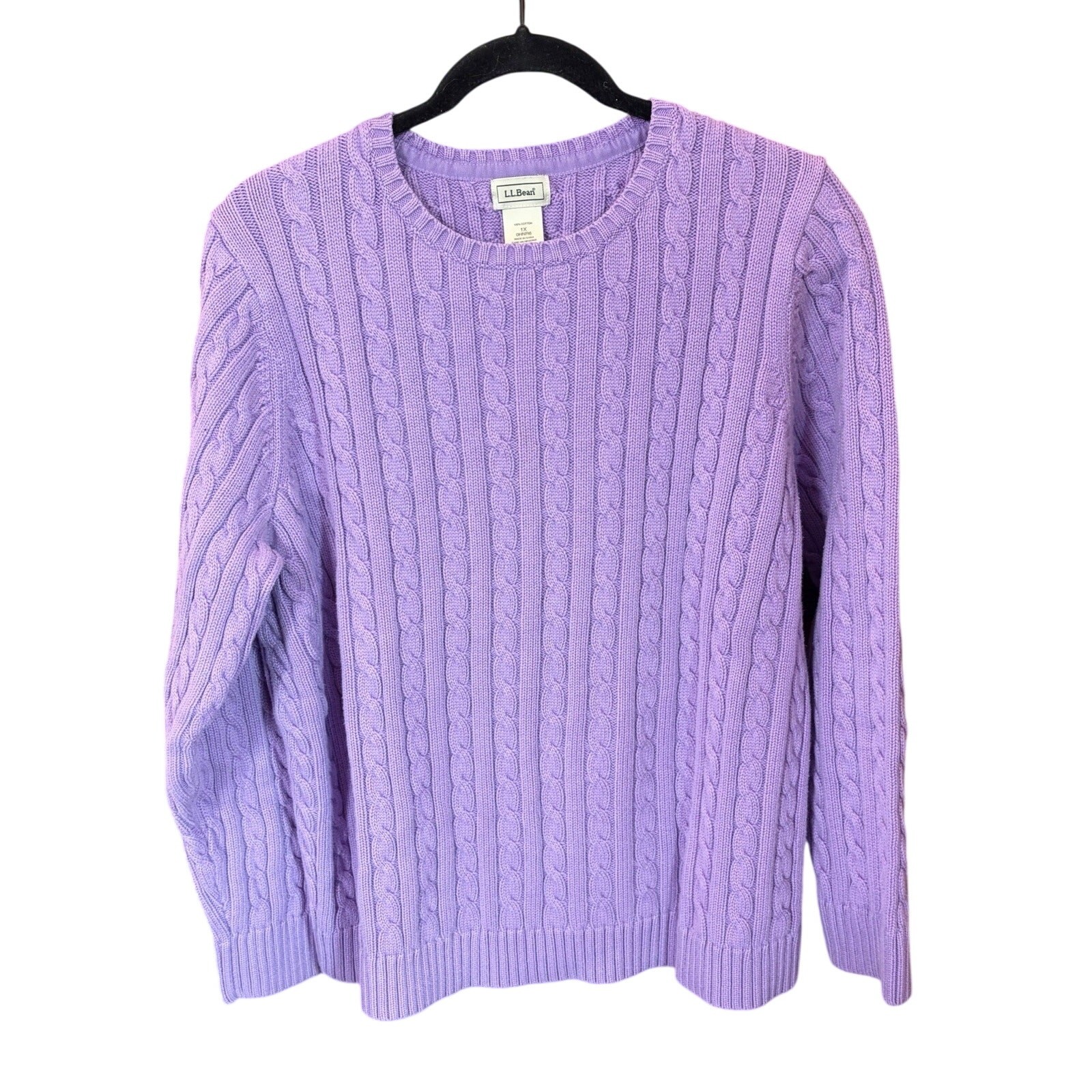 L L Bean Women’s 1X Cable Knit Sweater Lavender Crew Neck Fisherman Gorpcore L L Bean Women’s 1X Cable Knit Sweater Lavender Crew Neck Fisherman Gorpcore