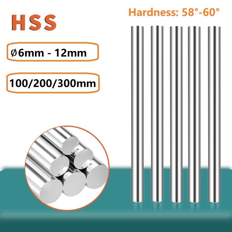 HSS Round Bar High Speed Steel Rod Φ6mm to 12mm DIY Metal Tools HRC 58 - 60