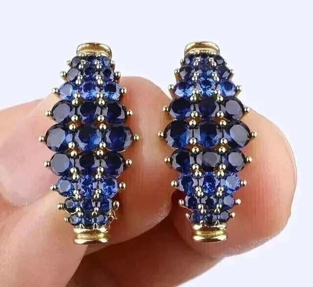 1.50CT Round Cut Simulated Sapphire Huggie Hoop Earrings 14k Yellow Gold Plated 1.50CT Round Cut Simulated Sapphire Huggie Hoop Earrings 14k Yellow Gold Plated