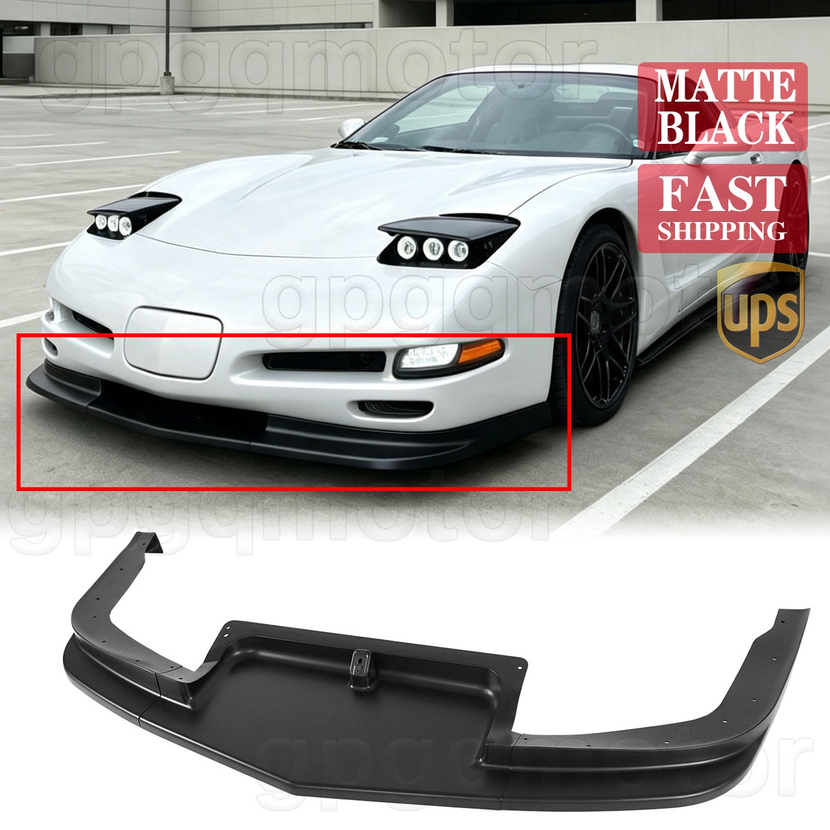 For Corvette C5 Z06 Base 1997-2004 Matte Black Front Bumper Vented Lip Splitters