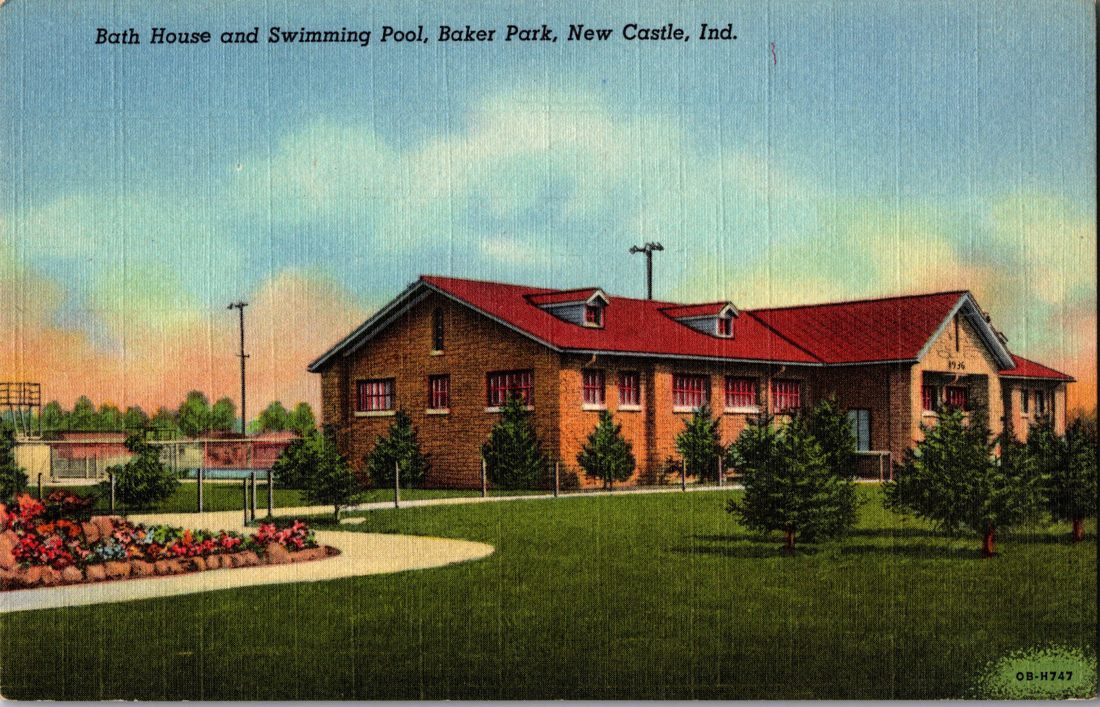 Vintage Postcard Indiana Bath House Swimming Pool Baker Park New Castle Vintage Postcard Indiana Bath House Swimming Pool Baker Park New Castle