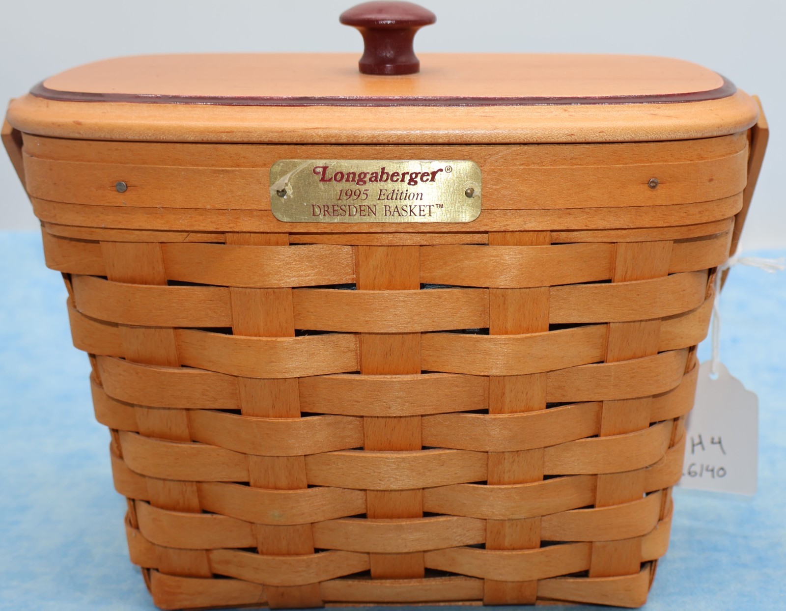 Longaberger 1995 Dresden Tour Basket Wooden Lid Protector Care Card