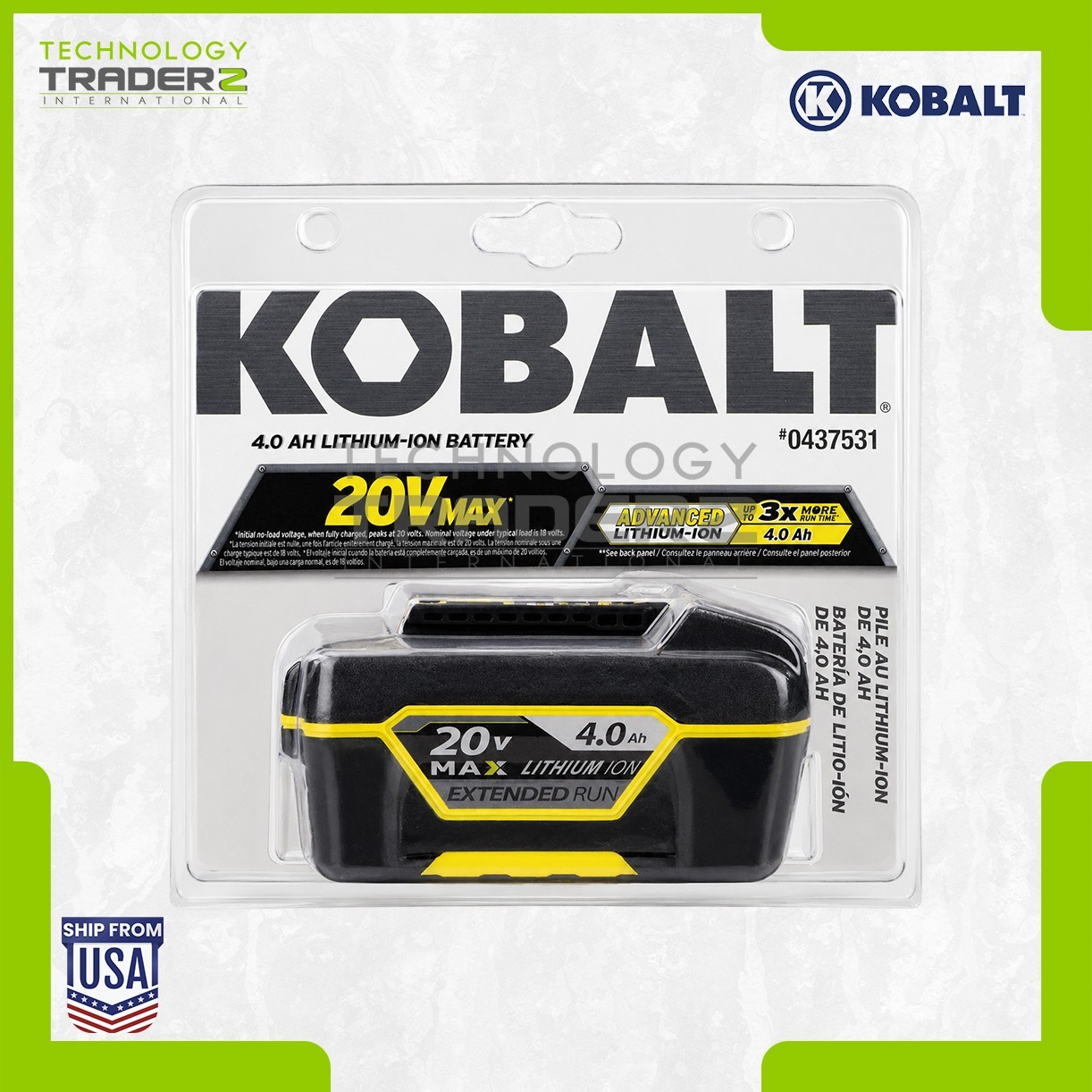 ** New Kobalt Genuine #0437531 20V MAX 4.0Ah Lithium-Ion Battery Pack **