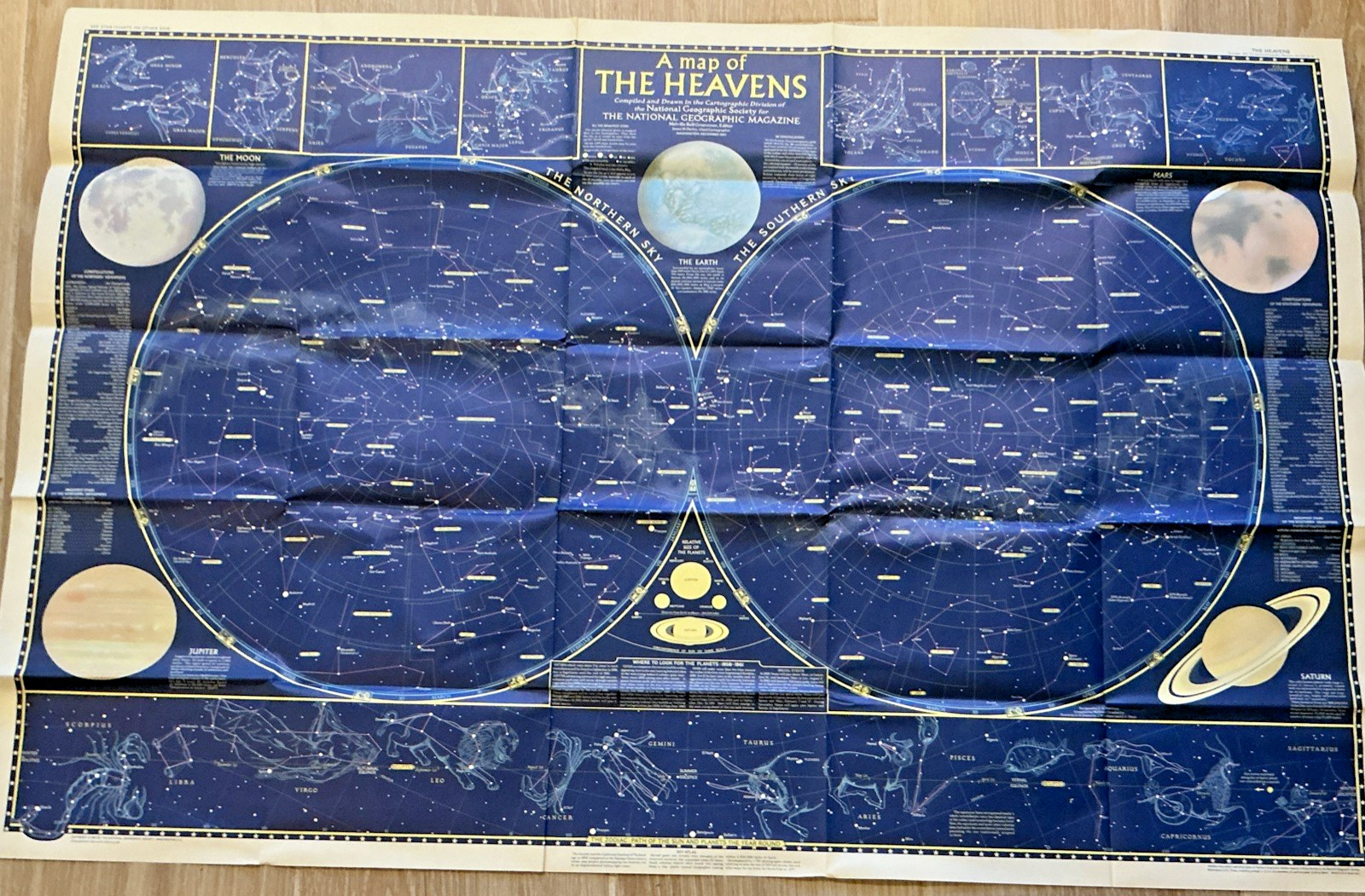 Vintage 1957 National Geographic A Map of the Heavens Star Celestial Poster Char Vintage 1957 National Geographic A Map of the Heavens Star Celestial Poster Char