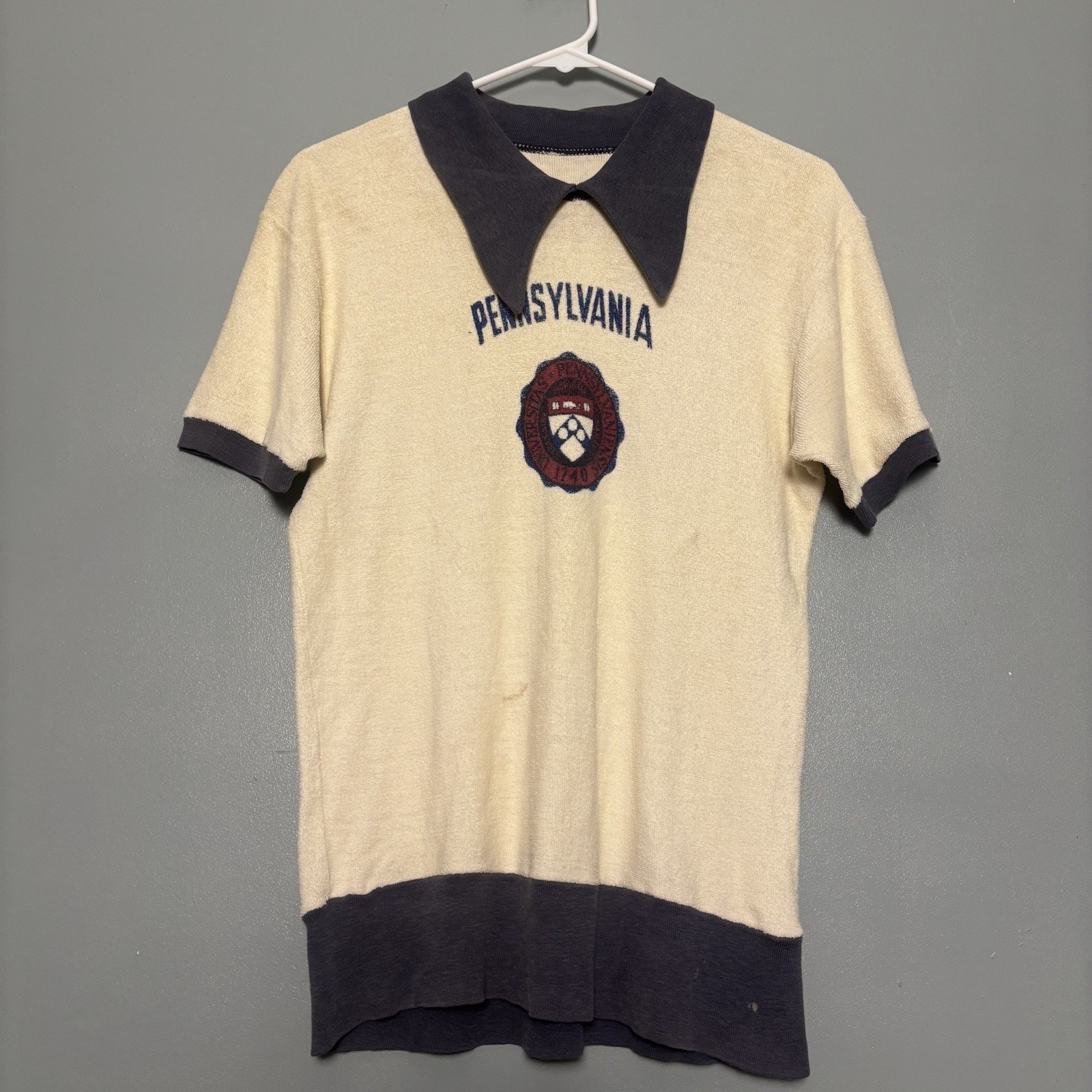 Vintage 1940s University Of Pennsylvania Terry Cloth Shirt Antique Collectible