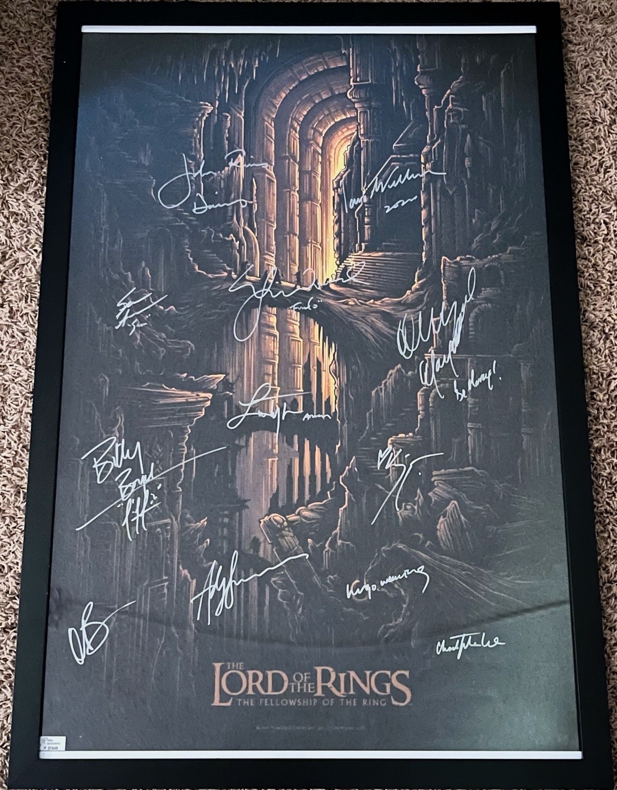 LOTR Fellowship Ring Cast Signed 24x37 Poster Ian McKellen Christopher Lee COA