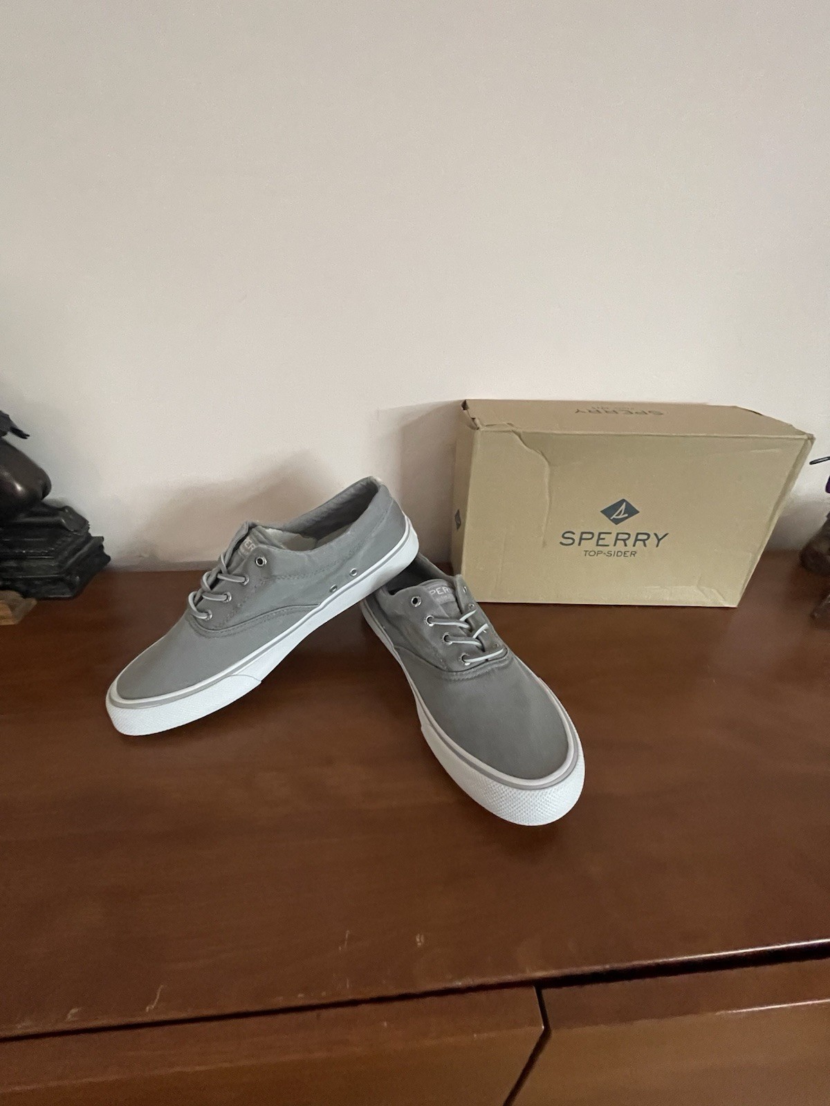 Sperry Top-Sider Men Sneakers Striper li Cvo Sw Twill Grey . Size-9  M  / New