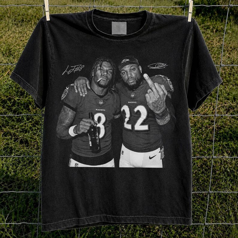 Lamar Jackson Derrick Henry T Shirt, Vintage Baltimore Football Graphic HN8068