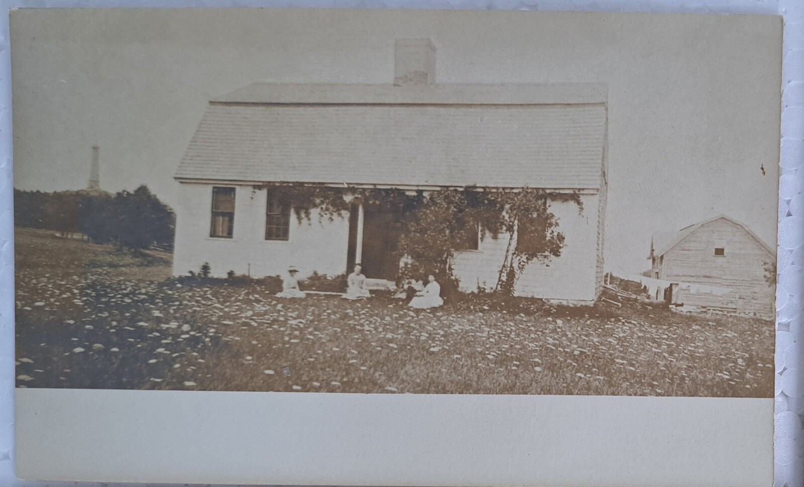 Antique RPPC Real Photo Postcard Early 1900's Small House People Gathered on Law Antique RPPC Real Photo Postcard Early 1900's Small House People Gathered on Law