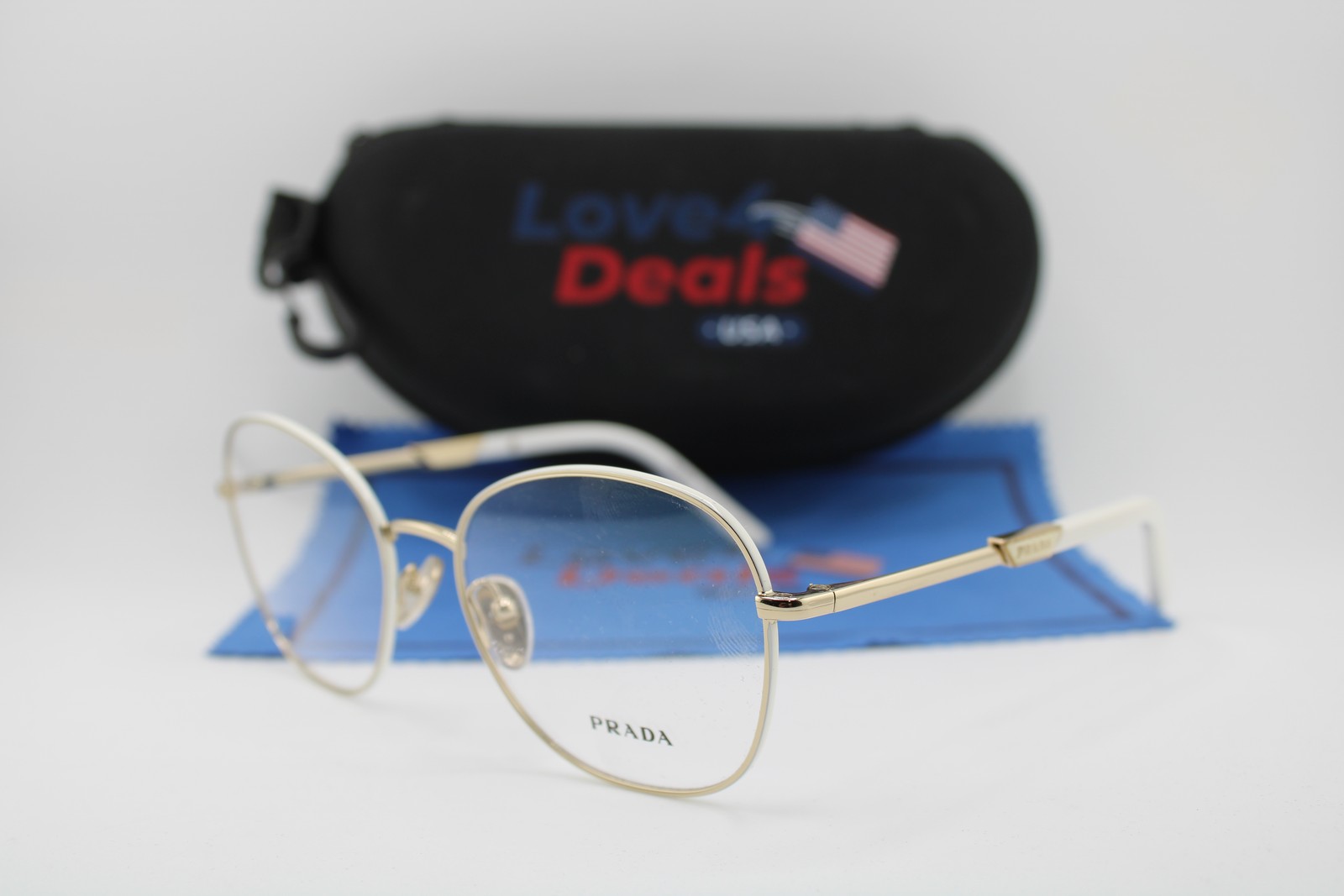 NEW PRADA VPR 64Y 09U-1O1 GOLD WHITE GUNMETAL AUTHENTIC EYEGLASSES 54-18
