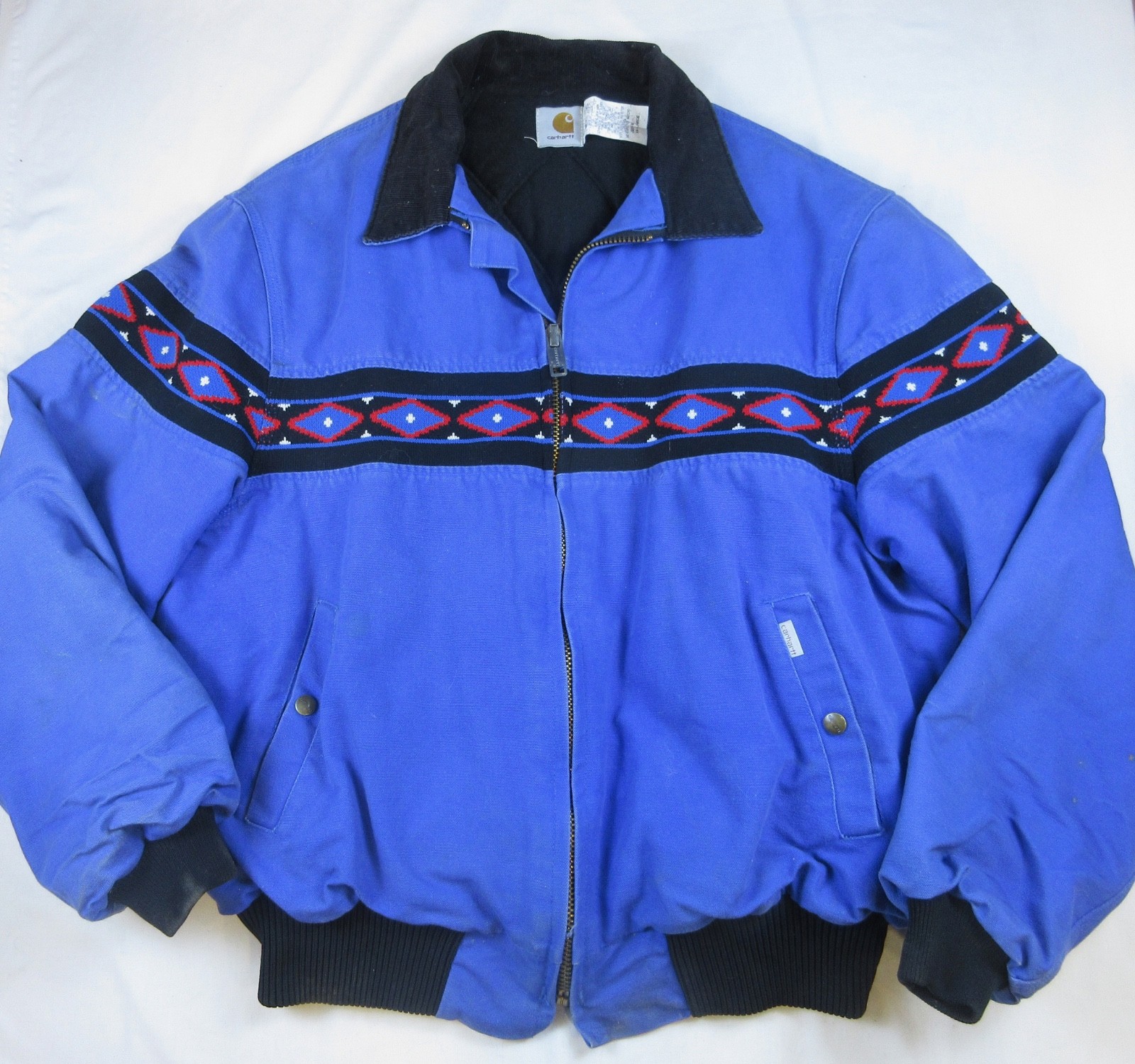 Vintage 1990s Mens Carhartt Jacket Aztec, Blue, XXL, Extra Extra Large Western