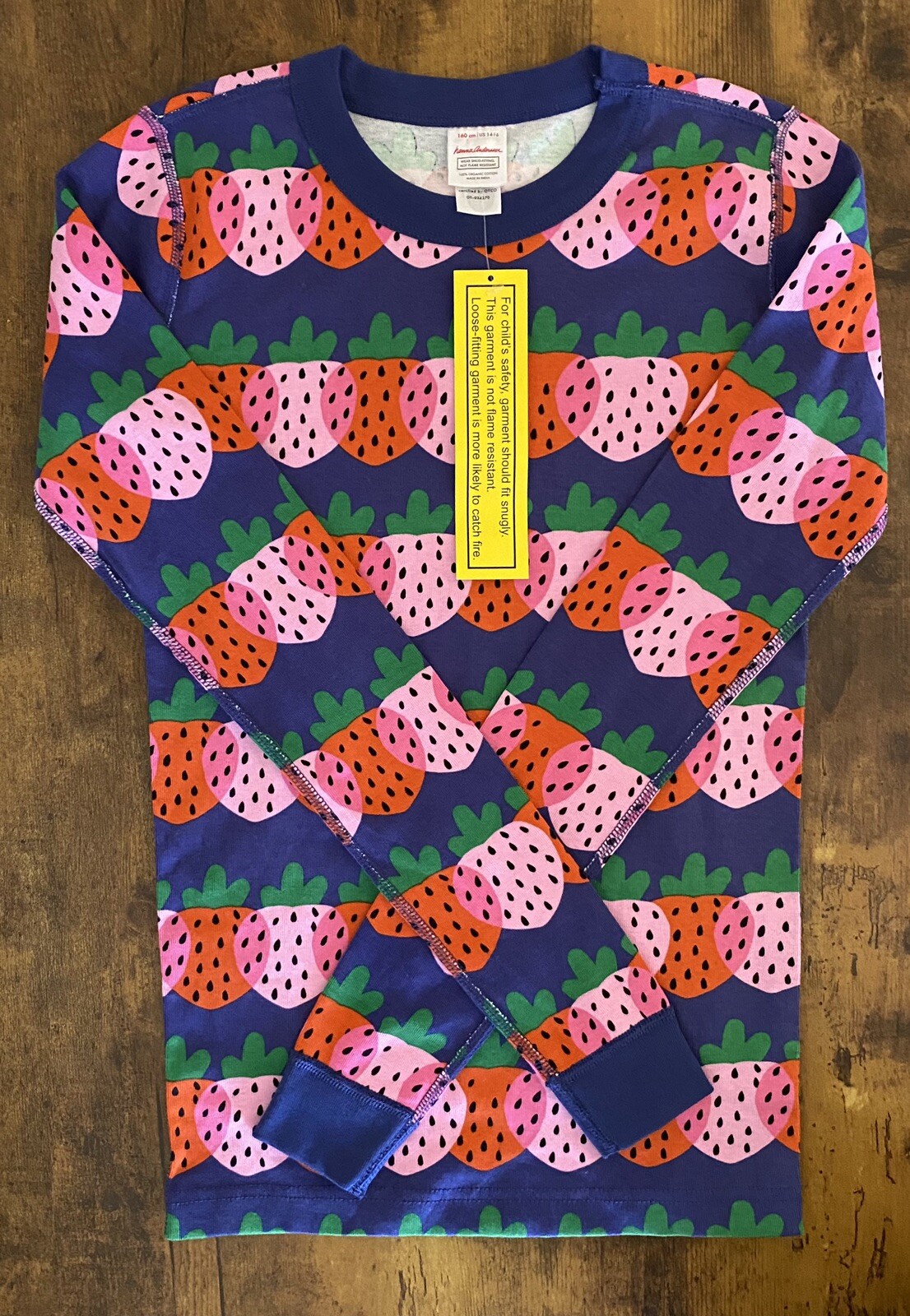 Hanna Andersson Strawberry Organic Cotton Pajama Top Dreamy Berries 160 14/16 Hanna Andersson Strawberry Organic Cotton Pajama Top Dreamy Berries 160 14/16