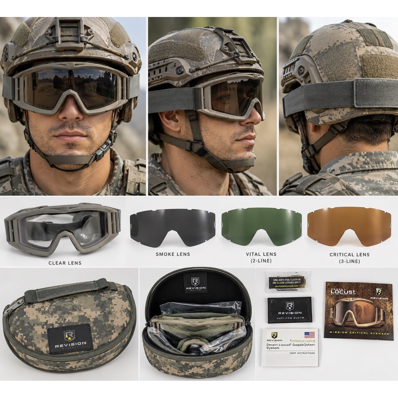 NWT Revision Military Desert Locust Laser Goggle Kit FG 2L/3L P/N 4-0309-9516 NWT Revision Military Desert Locust Laser Goggle Kit FG 2L/3L P/N 4-0309-9516