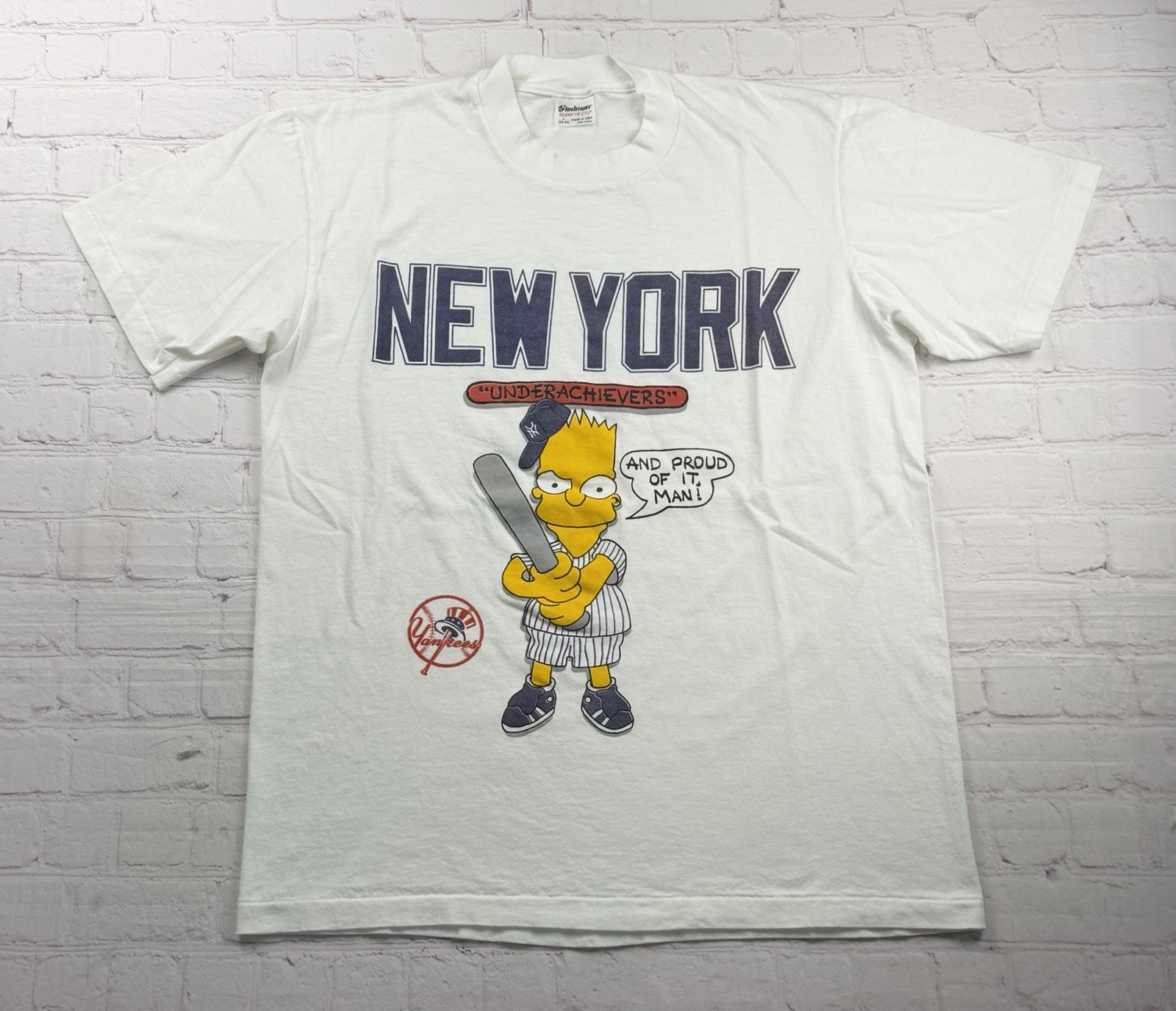 Vintage 1989 New York Yankees BART Simpson Graphic T-Shirt Single Stitch - Sz L Vintage 1989 New York Yankees BART Simpson Graphic T-Shirt Single Stitch - Sz L