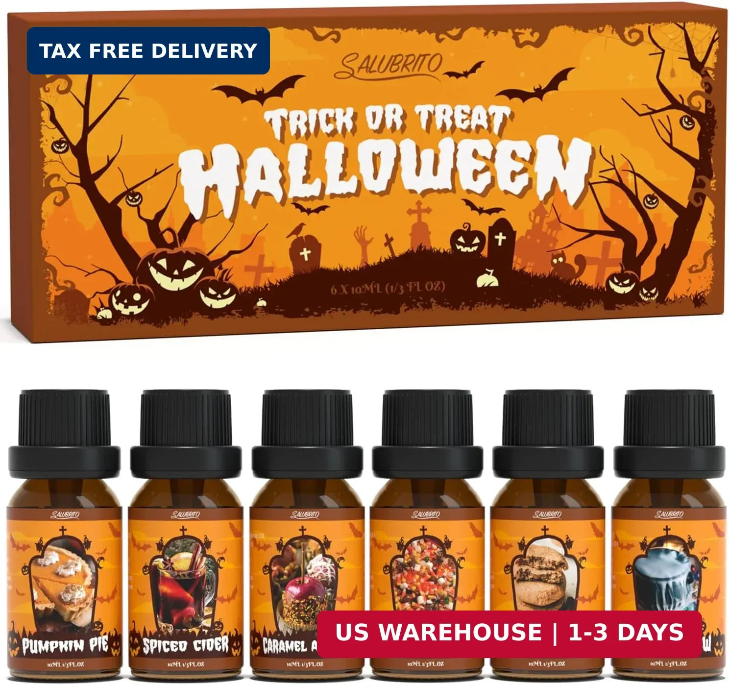 Halloween Fragrance Oils Set, Funny Essential Oils Gift Set for Diffuser, Candle