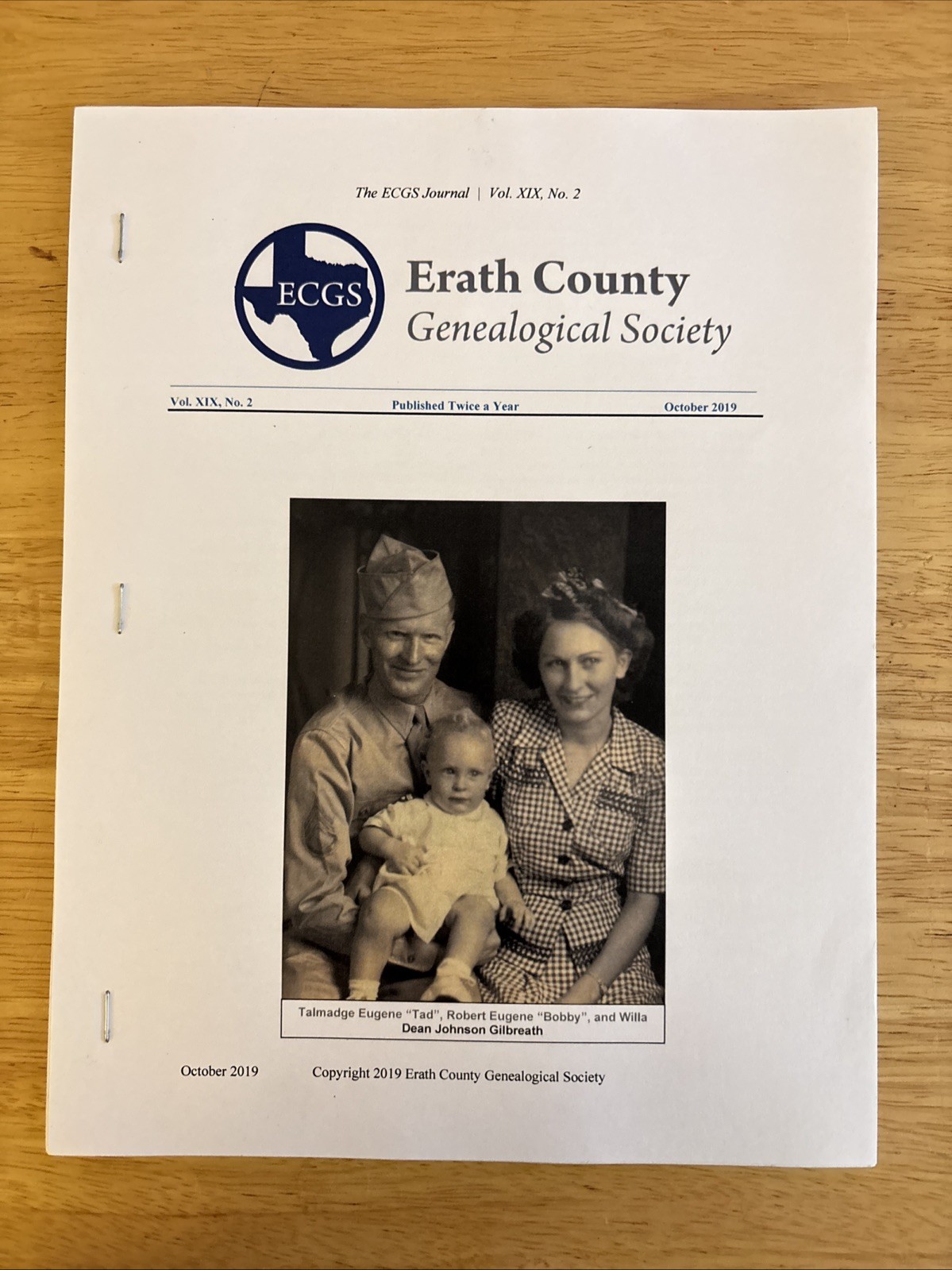 Erath County Genealogical Society October 2019 publishing