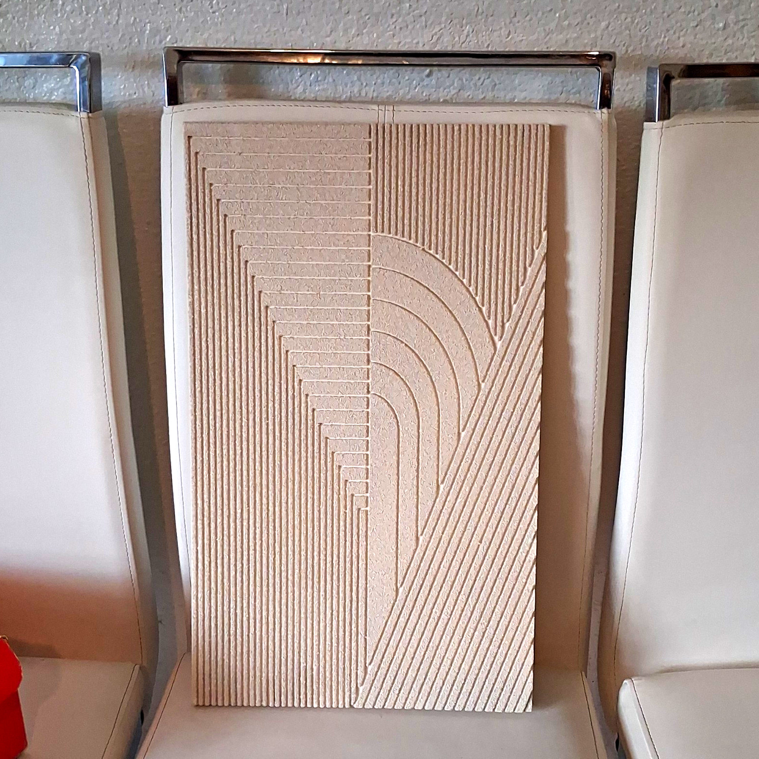 Abstract Geometric Textured Painting on Panel Beige/Neutral, OOAK, Unframed Abstract Geometric Textured Painting on Panel Beige/Neutral, OOAK, Unframed