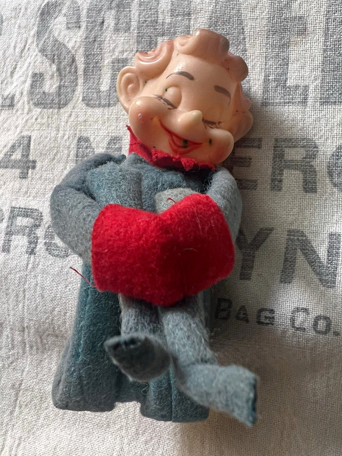 Vintage NOEL Japan Elf/Gnome Figure Green Felt Outfit Red Collar Mittens Vintage NOEL Japan Elf/Gnome Figure Green Felt Outfit Red Collar Mittens